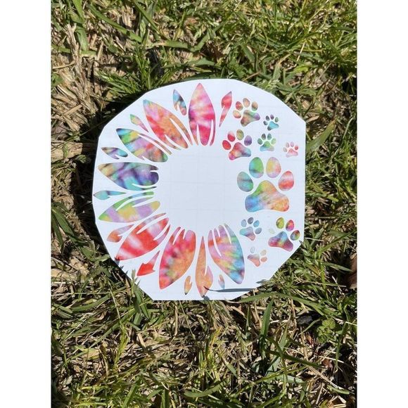 Sunflower Paw Print Vinyl Decal Multiple Colors Available - Picture 1 of 5